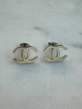 NEW - Vintage Earrings - CC Earrings - Silver Earrings - Silver Studs - Y2K
